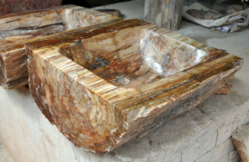 petrified wood sink basins